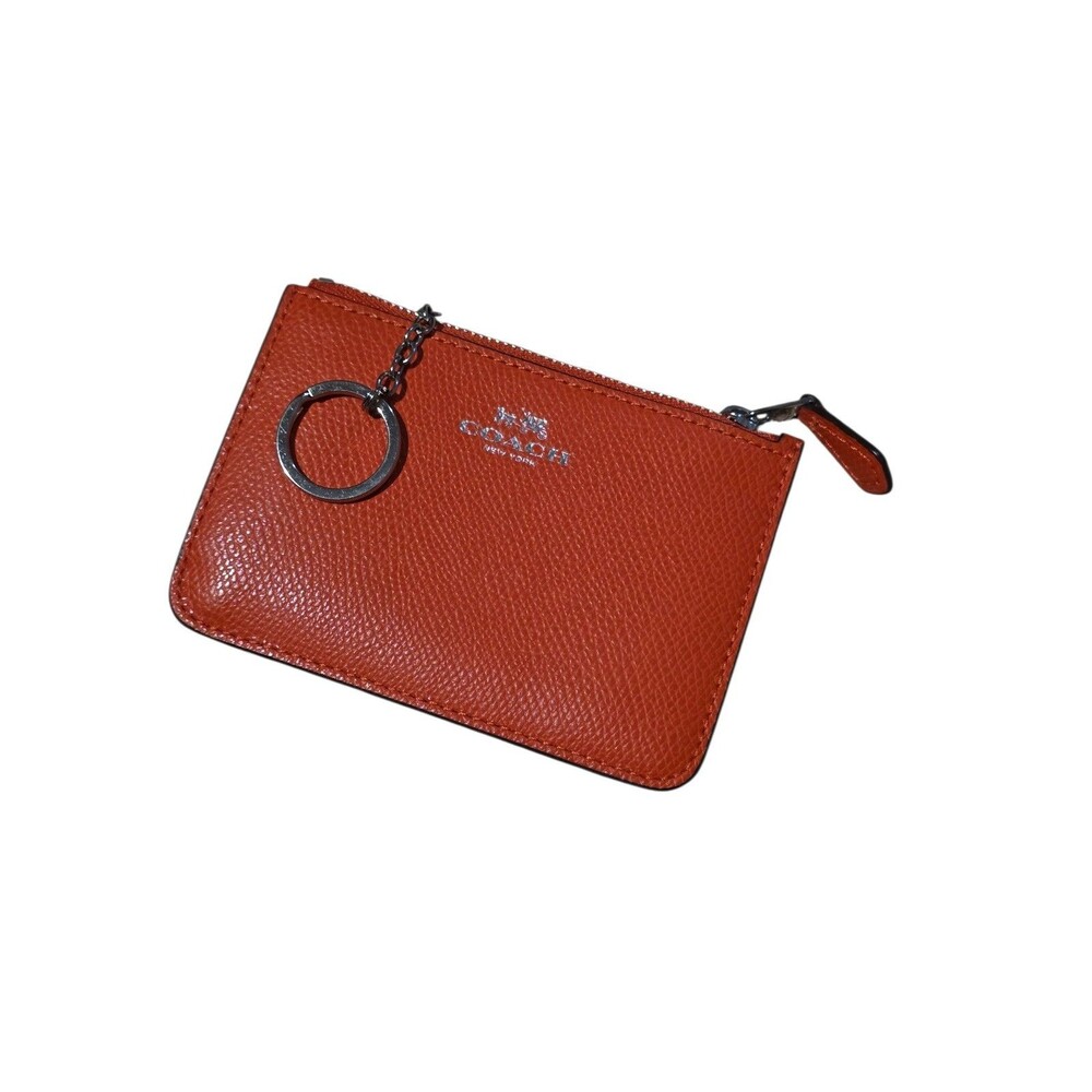 Coach Bright Red  Crossgrain Leather Key Pouch $65 F57854
